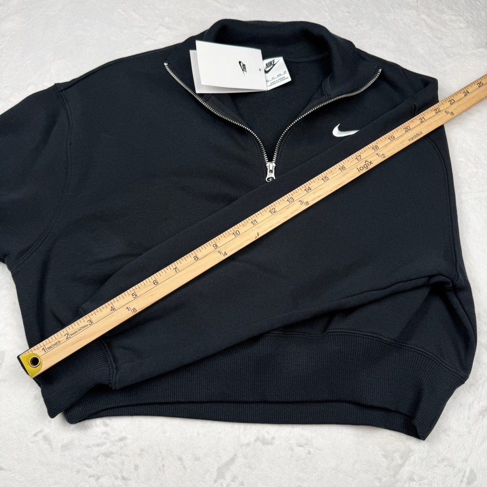 NWT Nike Phoenix Fleece Quarter-Zip Cropped Sweatshirt XS Black Gorpcore Sporty - Picture 8 of 8